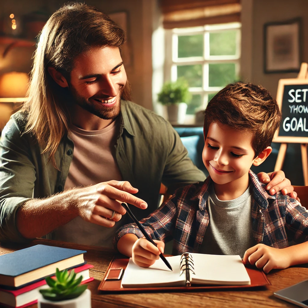 Step 1: Set a Growth Goal 🎯

What to do: Work with your child to create a realistic, effort-focused goal that encourages consistent practice.

Example: Instead of saying, “Get an A in math,” try, “Let’s practice multiplication for 10 minutes each day.”
What they learn: Setting clear, specific goals helps children feel motivated and in control. Goals tied to effort rather than outcomes reduce pressure and make challenges feel more achievable.

Tip: Keep the goal specific and measurable. For instance, “Practice reading for 15 minutes daily” is better than “Get better at reading.”